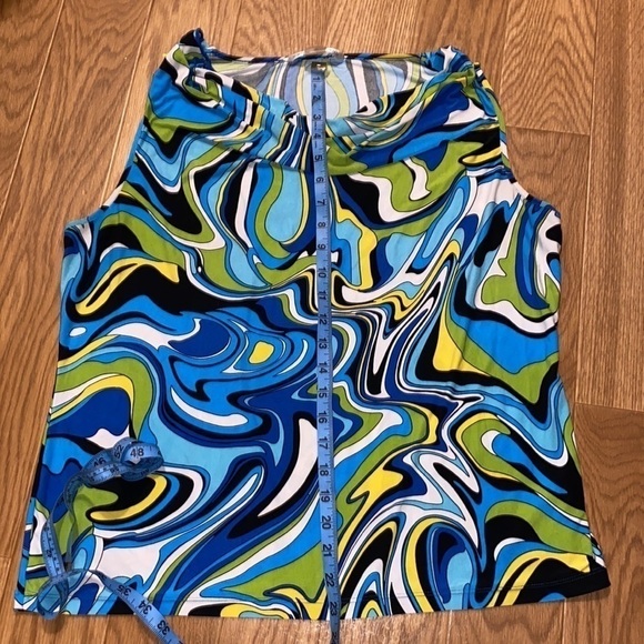 PETER Nygard Women’s Blue Multicoloured  Sleeveless Scoop Neck Top (Size Large) - Picture 5 of 7